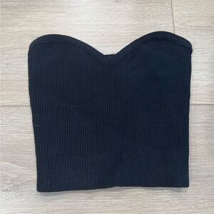 Black Ribbed Strapless Top